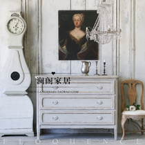 Vintage old furniture French white antique three-bucket cabinet American vintage old bucket cabinet side cabinet