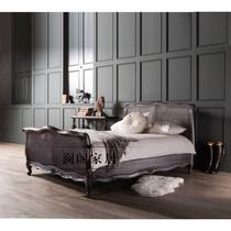 Vintage solid wood double bed French solid wood carved rattan bed European solid wood bed Vintage old rattan bed reservation