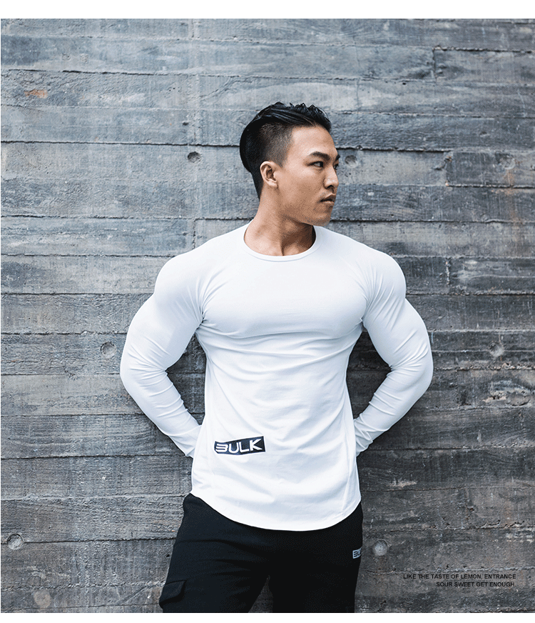 BULK 2018 mới cơ bắp anh em tập thể dục dài tay nam áo thun thể thao Áo thun cổ tròn co giãn cao áo ba lỗ nam the thao