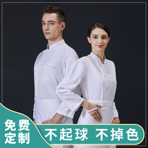 Hotel chefs overalls mens long sleeves chefs clothes plus fattened dining room kitchen clothes autumn and winter womens white