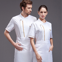 Hotel summer chefs clothing short-sleeved kitchen overalls mens fattened restaurant waiter clothes kitchen tooling