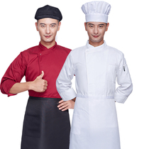 Hotel chef overalls long sleeves autumn and winter models back kitchen clothes Chinese style white