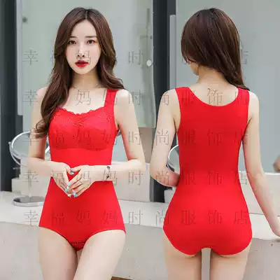 Winter life year big red one-piece sculpting clothes thick plus velvet warm body underwear Bride wedding corset