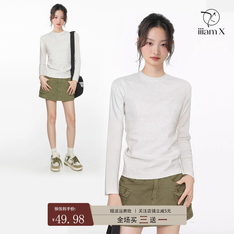 アメリカンホワイト右肩スリム tシャツ女性のための秋冬春秋 tシャツとボトリングシャツ長袖トップ 2024 新しいスタイル