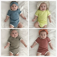 Spot Hàn Quốc nhập khẩu cho bé sơ sinh mùa hè cotton mỏng tay ngắn romper Áo thun đơn giản thoải mái tam giác quần áo Xiêm - Áo liền quần thoi trang tre em cao cap