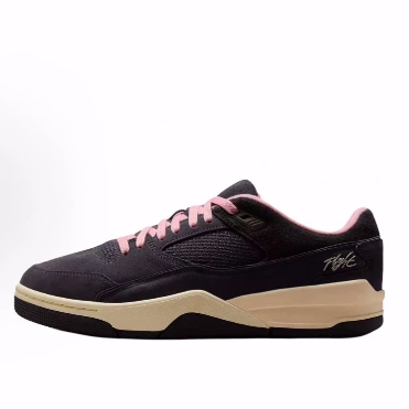 Jordan Flight Court Fashionable and Comfortable Low-Top Retro Basketball Shoes for Men, Black and Pink