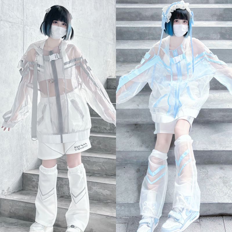 [Rechargeable Electronics 2.0] Original Design Cyberpunk Functional Style Organza Jacket Translucent Subculture