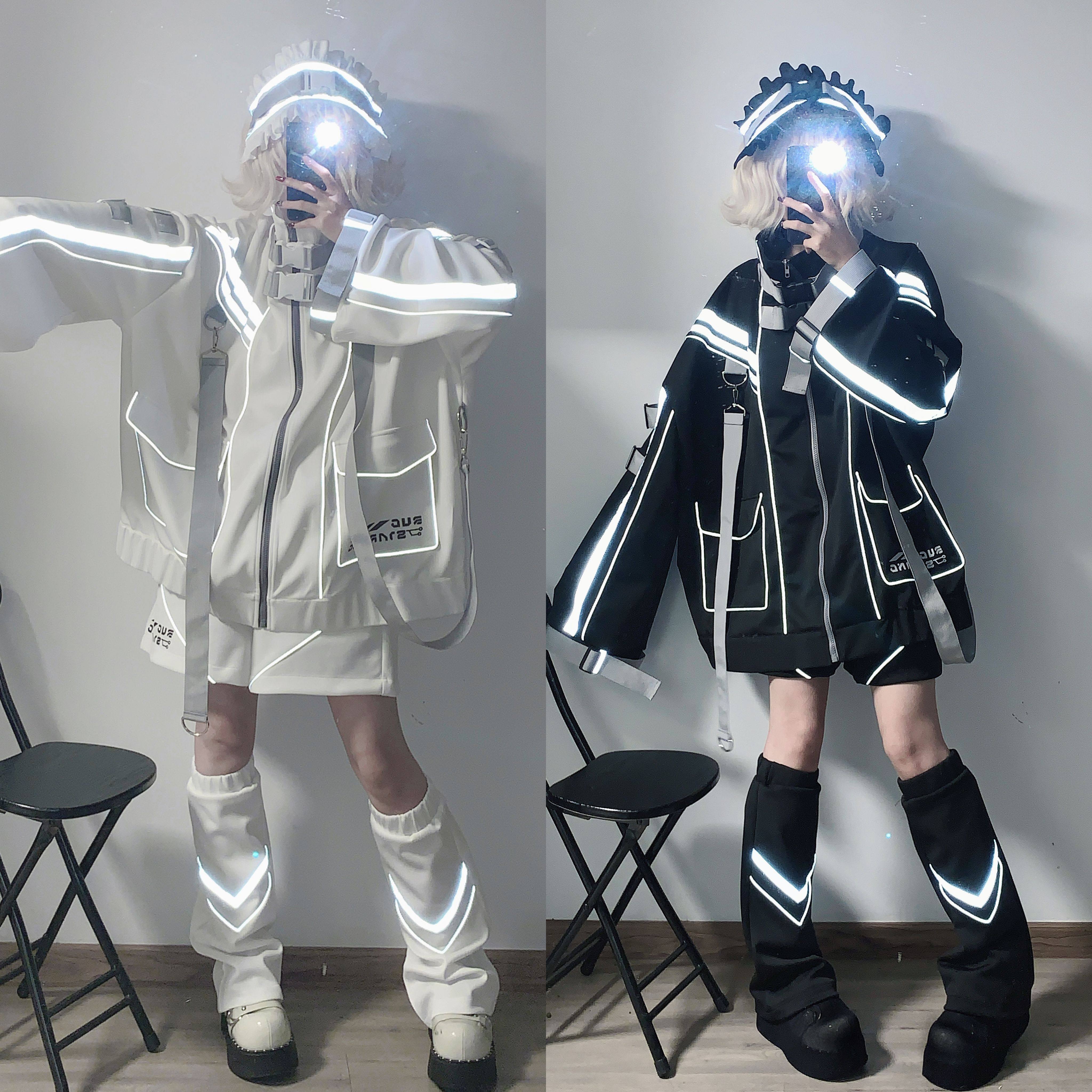 Cyberpunk Style Reflective Night Vision Sports Jacket, Unisex, Rechargeable Electronic Jacket, 2024 New Arrival