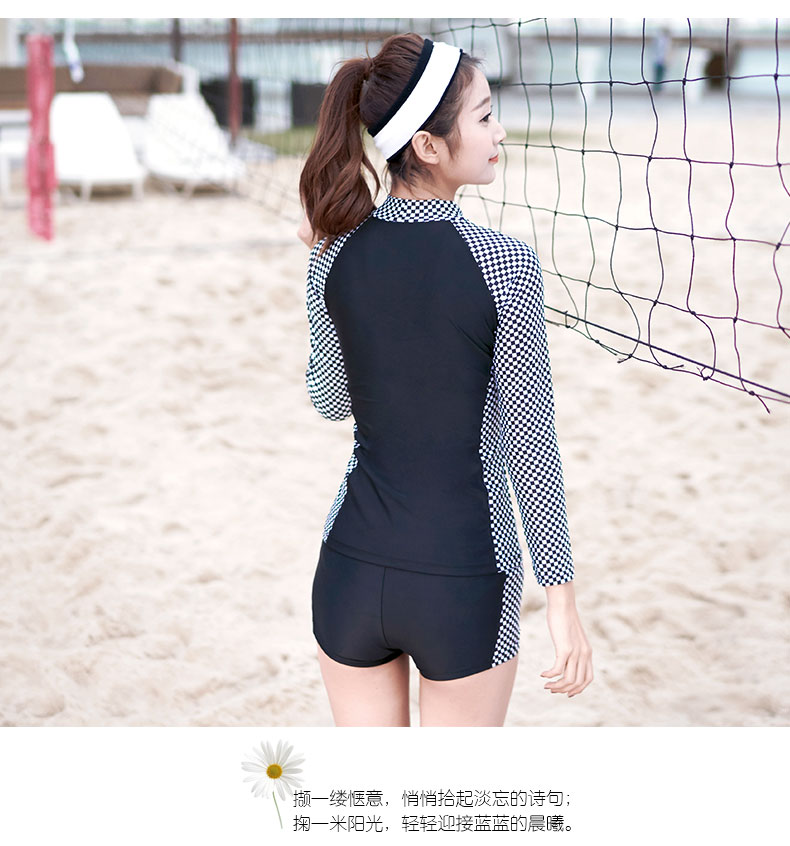 Zhuo Haozi áo tắm nữ chia góc phẳng bảo thủ mỏng gợi cảm ngực nhỏ tập hợp học sinh chống nắng áo tắm Hàn Quốc - Bộ đồ bơi hai mảnh bikini 2 mảnh