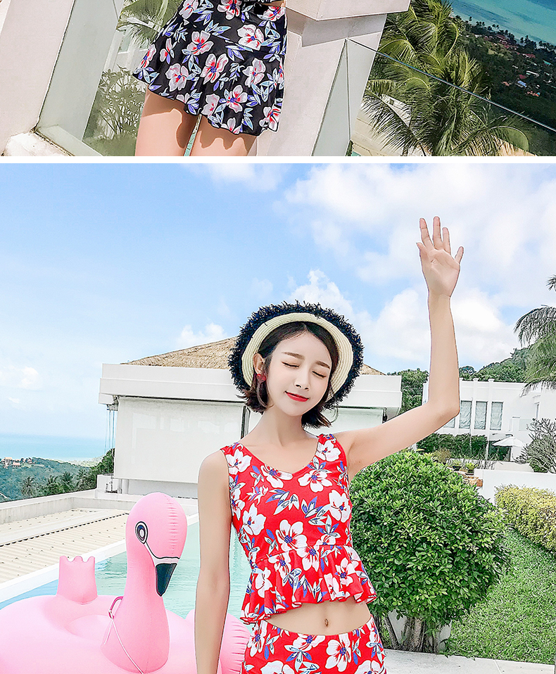 Áo tắm nữ bảo thủ chia hai mảnh ngực nhỏ tụ lại để che bụng giảm béo học sinh Đồ bơi nhỏ thơm Hàn Quốc 	mẫu áo tắm 2 mảnh	