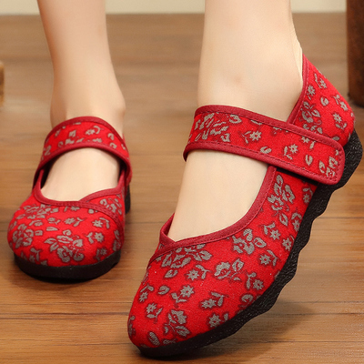 春夏新款女式北京老布鞋妈妈绣花鞋