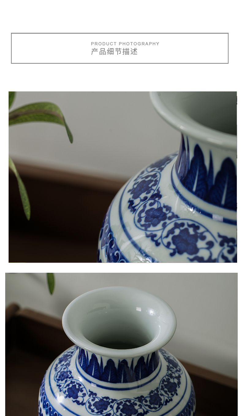 Blue and white porcelain antique vase Chinese style classical flower arranging household soft outfit example room sitting room porch TV ark, furnishing articles