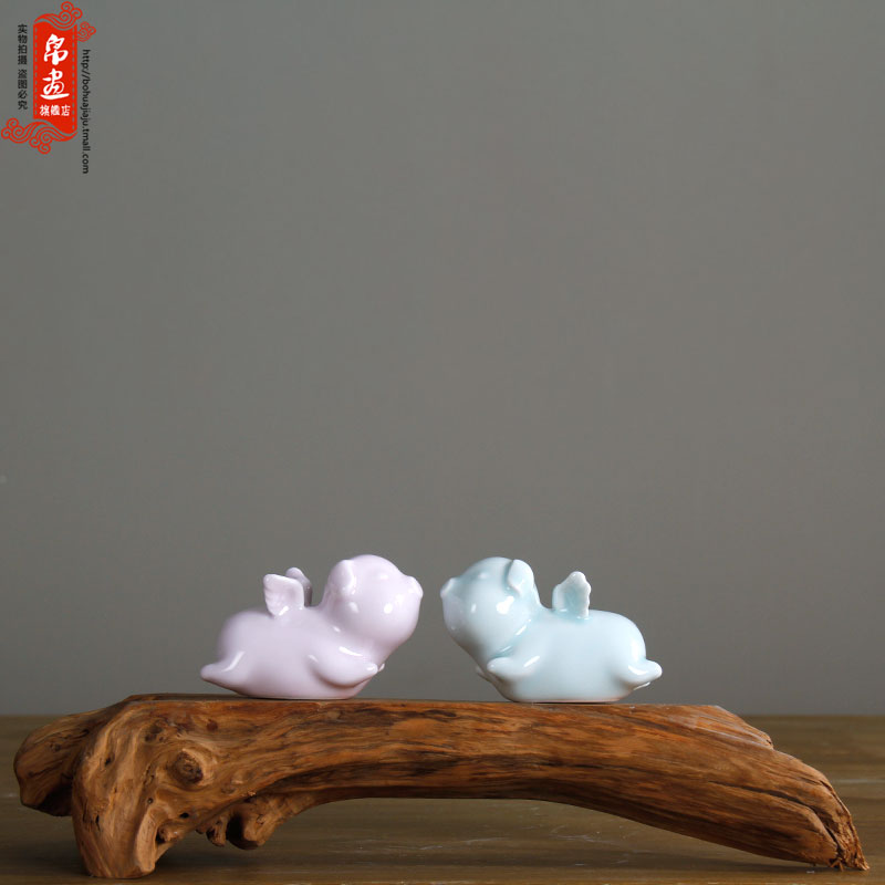 Ceramic pig flies home furnishing articles furnishing articles eye pink/shadow cyan ceramics "place adorn article