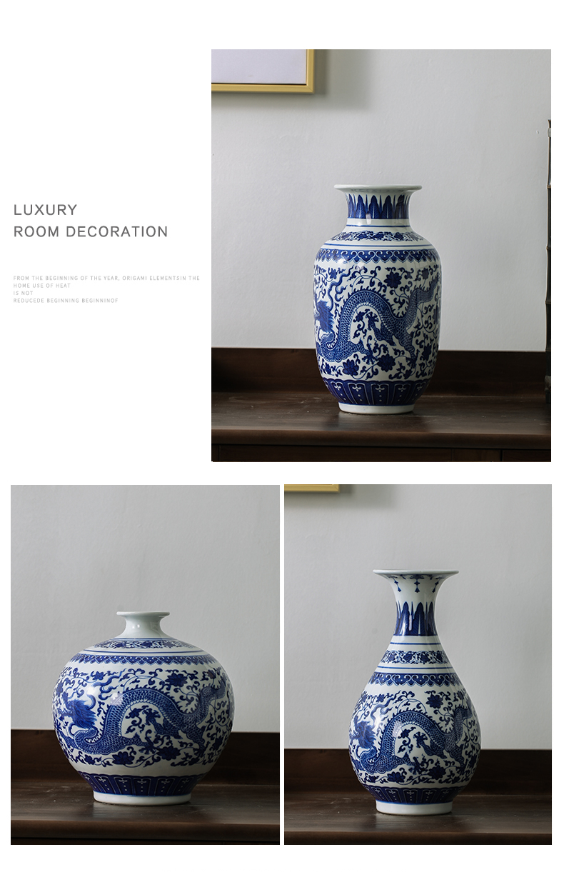 Blue and white porcelain of jingdezhen ceramics bound branch ceramic vase furnishing articles sitting room of Chinese style of Blue and white porcelain home decoration