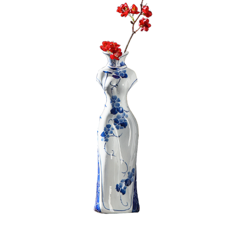 High temperature hydroponic ceramic vase cheongsam of jingdezhen blue and white porcelain vase qipao cheongsam vase classical Ming and the qing dynasty vase