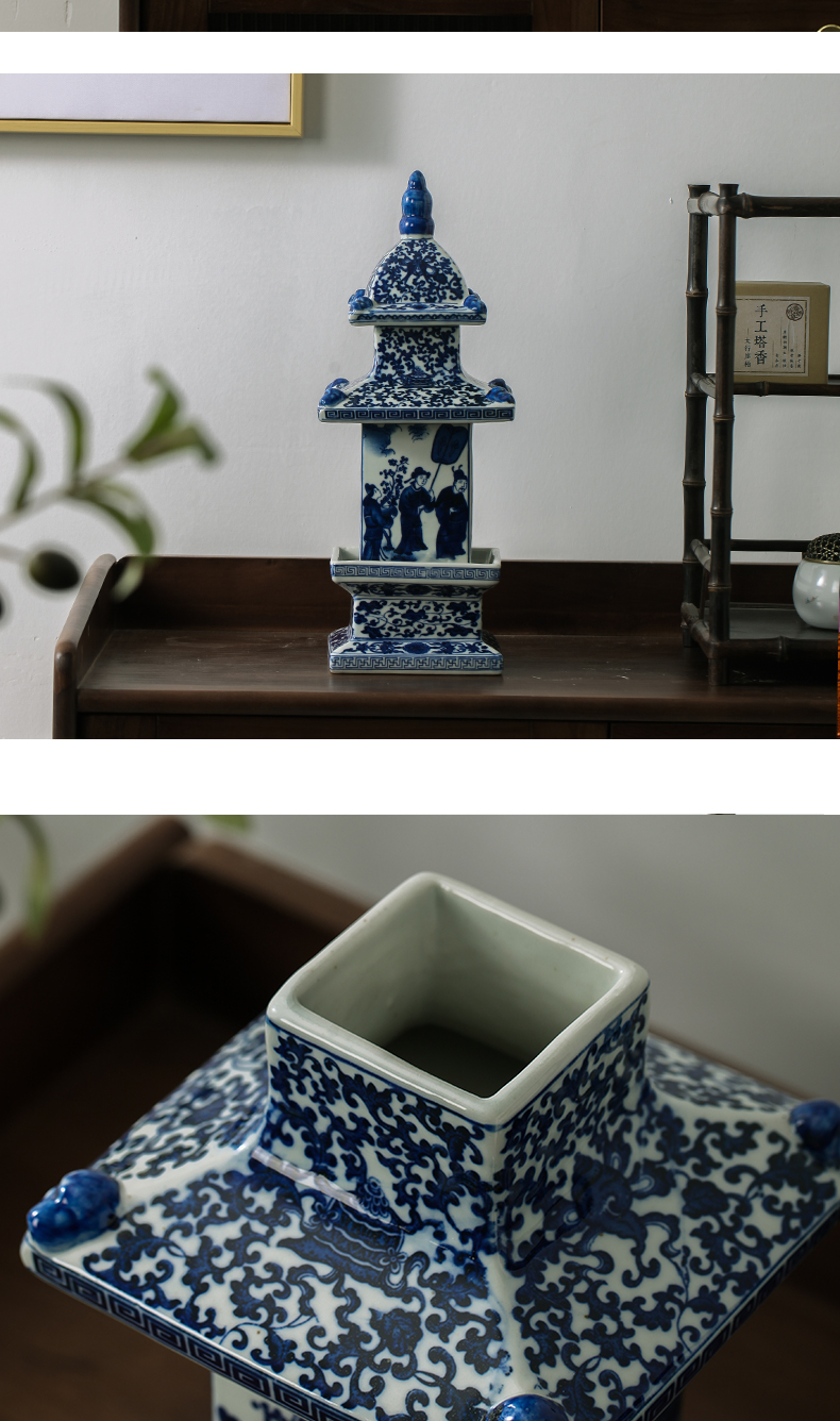 Jingdezhen ceramics wenchang tower of modern Chinese style and exquisite pagoda town home furnishing articles 10 layer wine porch rich ancient frame