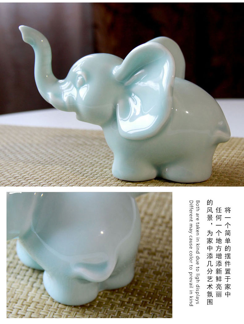 The sitting room lucky elephant ceramics handicraft furnishing articles small jingdezhen tea pet teahouse, lovely creative home decoration