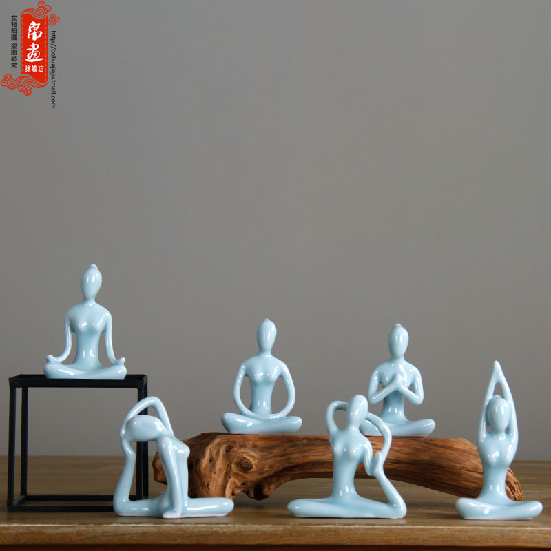 Chinese zen yoga ceramic figure small glass hydroponic flower furnishing articles I and contracted household living room