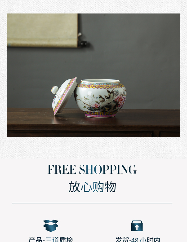 Jingdezhen porcelain famille rose tea pot seal moisture puer tea storage jar small snack jars with cover