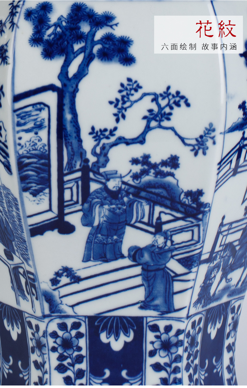 Chinese style decorates furnishing articles ceramic antique blue and white porcelain vase sitting room ark adornment furnishing articles version into living room