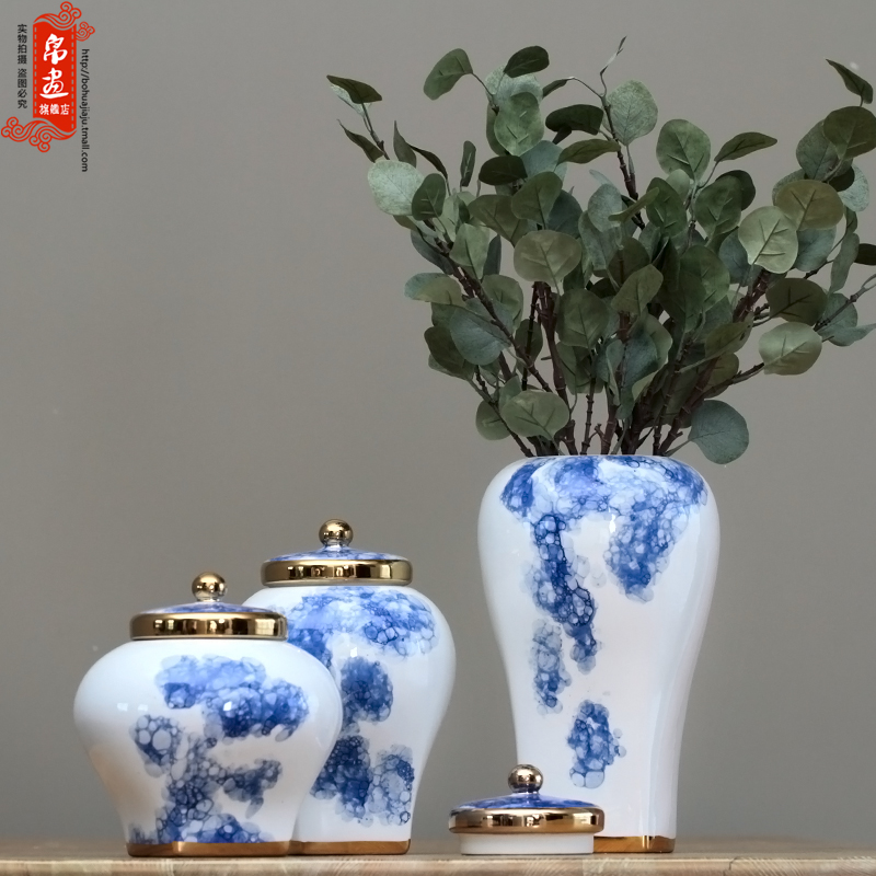 Jingdezhen ceramic hand - made flowers in the living room see colour porcelain pot dry flower receptacle creative decoration household act the role ofing is tasted furnishing articles