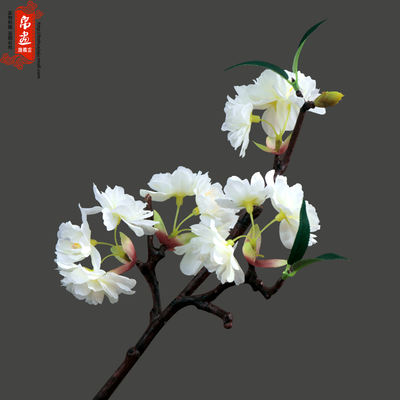 Small-branch cherry blossom artificial flowers, double-petal cherry blossom artificial flowers, artificial flower ornaments, living room decorations, dried flower bouquets for dining tables