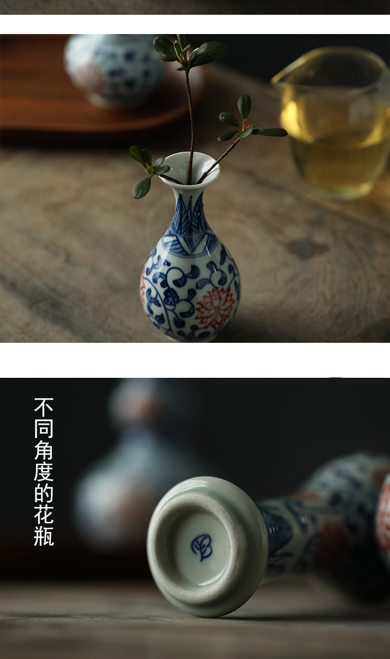 Jingdezhen ceramics antique blue - and - white hand - made mini floret bottle of flower tea hydroponic creative rich ancient frame furnishing articles