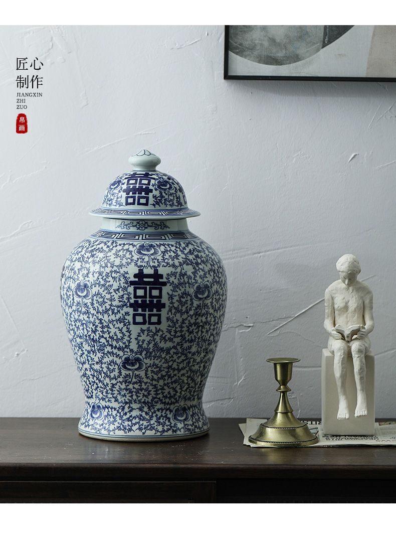 General happy character canister to antique antique porcelain jingdezhen ceramics happy character cover General can happy character as cans ceramic pot