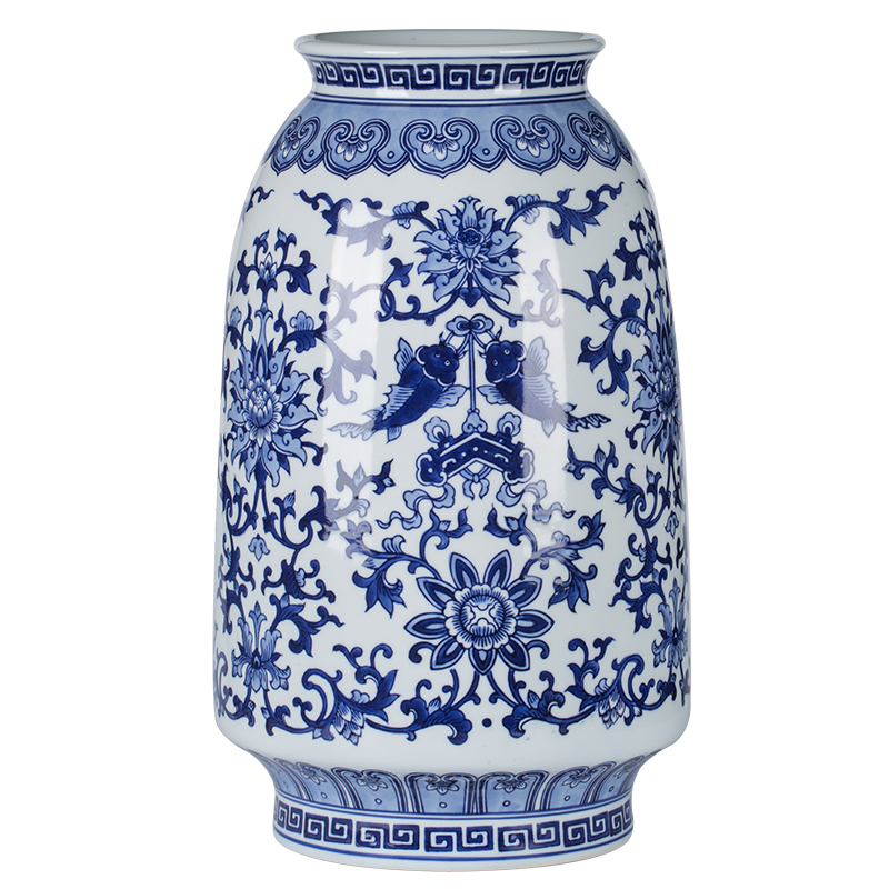 Jingdezhen ceramic vase furnishing articles sitting room light flower arranging new Chinese style key-2 luxury creative contracted floral outraged of blue and white porcelain decoration