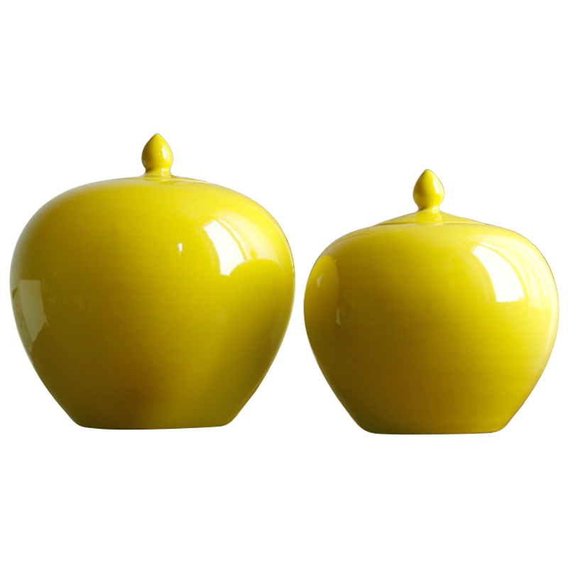 Jingdezhen ceramic tea pot storage tank is lemon yellow glazed POTS and heavily the receive a jar of Chinese style household decorative furnishing articles