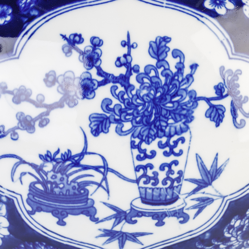 Jingdezhen blue and white flower porcelain porcelain vase archaize sitting room of Chinese style household flower arranging TV ark adornment furnishing articles