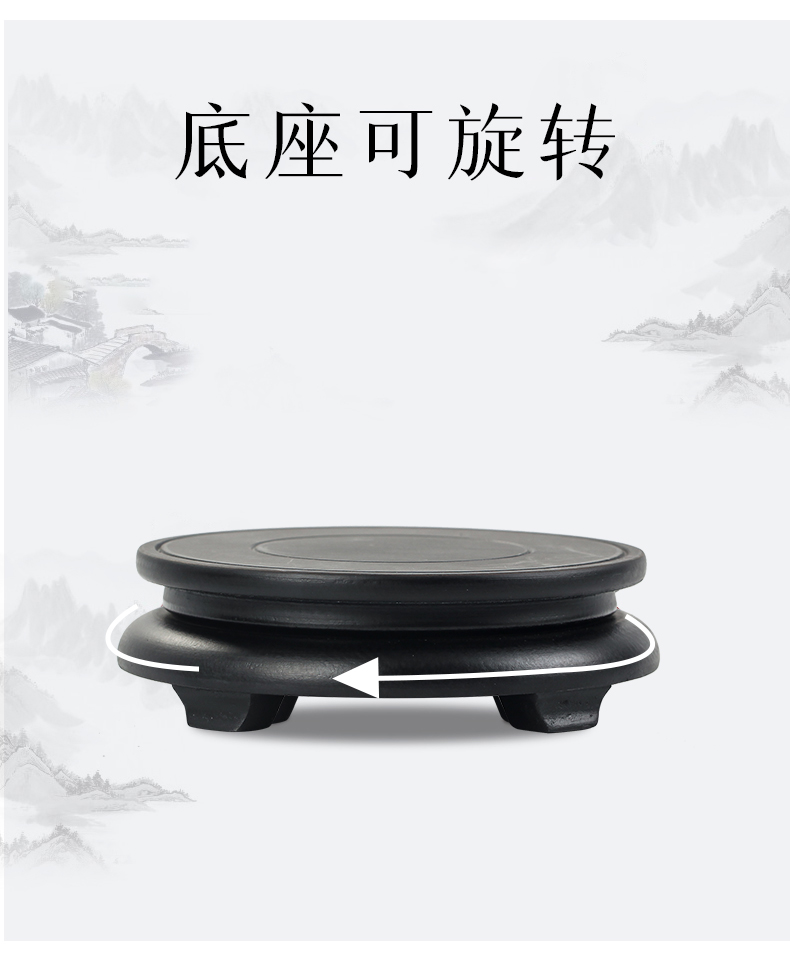 Wooden pallet, furnishing articles stone stone teapot potted vase flowerpot censer Buddha base can rotate circular base