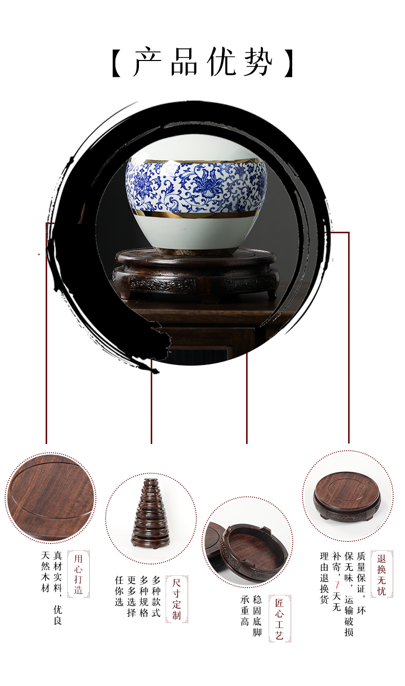 Furnishing articles base solid wood bracket flowerpot vase, the teapot stone, fish tank censer Buddha red wooden circular base