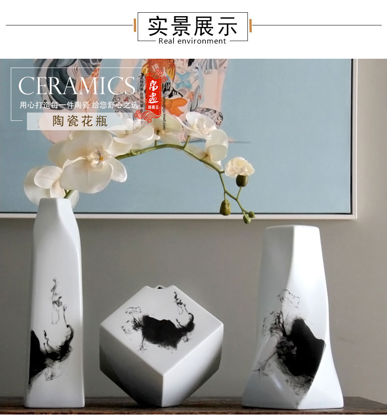 Ceramics creative irregular freehand brushwork in traditional Chinese ink painting ceramic flower show home decoration porcelain furnishing articles