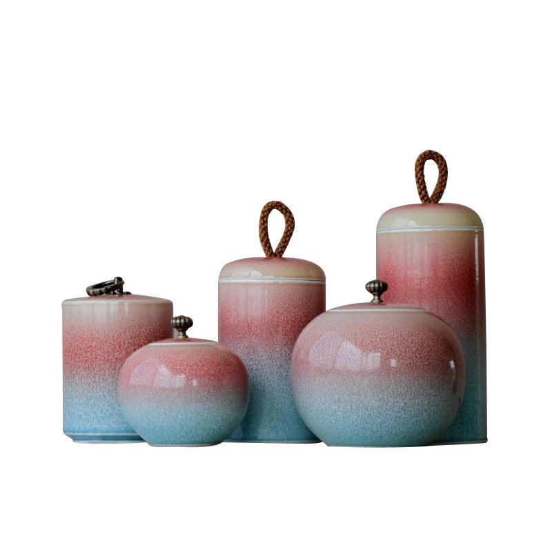 Jingdezhen up checking pink pu 'er tea tea pot many goods storage box ceramic tea pot