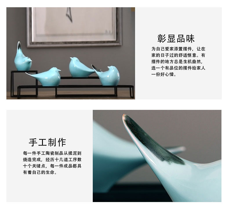 Jingdezhen ceramic furnishing articles, lovely birds of new Chinese style household modern creative example room living room TV cabinet decoration