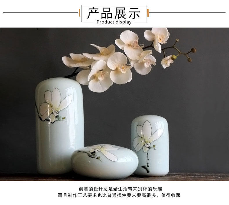 Jingdezhen ceramic vase furnishing articles dried flowers, flowers, flower arrangement sitting room porch between new Chinese style household decoration decoration plate