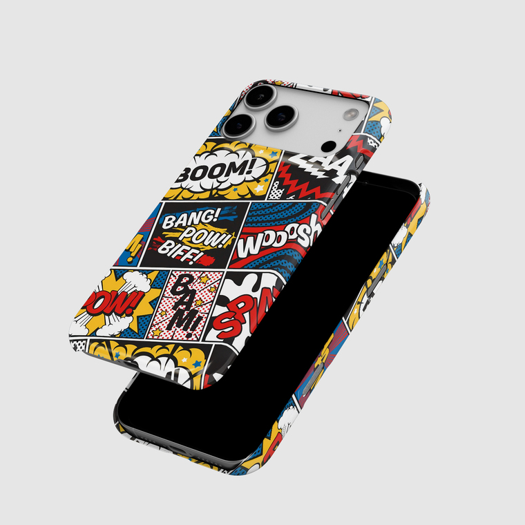 Comic Art Illustration Pattern Heat Dissipation Lightweight Glossy Finish – Pro/Plus/Max/Air – 17, 16, 15, 14, 13, 12 iPhone
