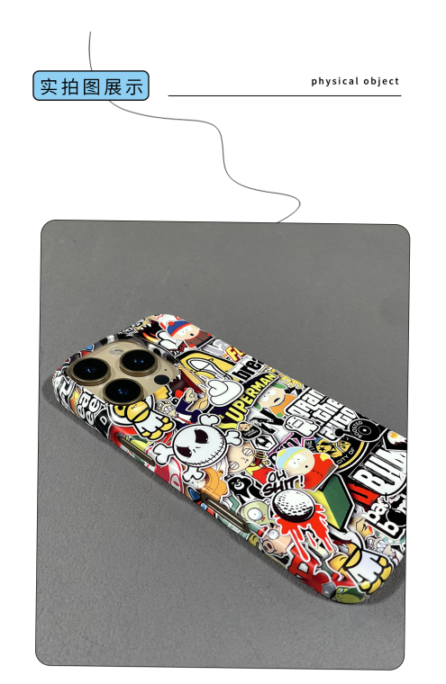 Glossy Sticker Bomb Illustration Pattern – Funny Animal Movies – Pro/Plus/Max/Air – 17, 16, 15, 14, 13, 12 iPhone Case