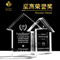 New Crystal Trophy Customized Licensing Brand Customized Real Estate Enterprise Sales Champion Excellent Team Staff lettering