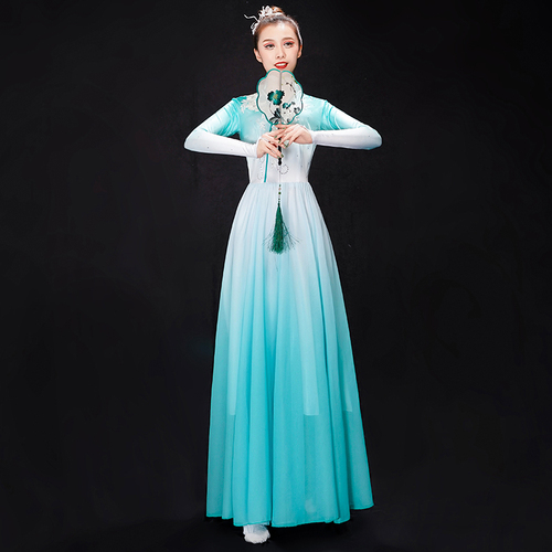 Chinese Folk Dance Dresses for women fairy solo performance fan yangko dance dresses Hanfu Costume Fairy performance dresses