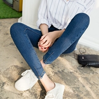 Весенние джинсы, эластичные штаны, карандаш, в корейском стиле, высокая талия, в обтяжку, большой размер, по фигуре