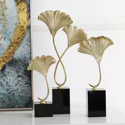 American crystal decoration home accessories living room wine cabinet light luxury pure copper ginkgo biloba decoration model room decorations