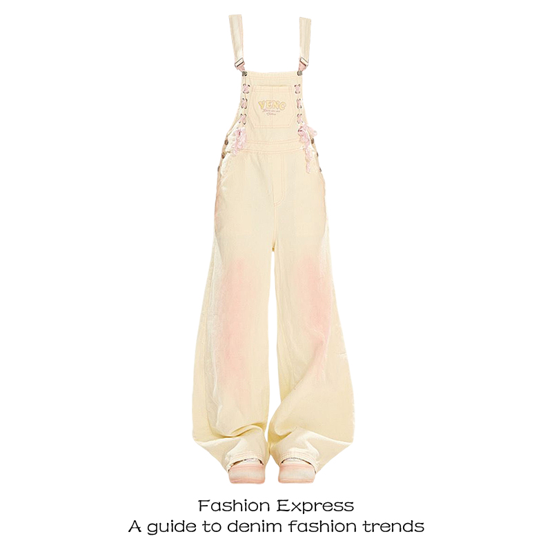 ドーパミンピンクグラデーションレースアップミルクフフオーバーオールレディース秋冬ヒット2025新作ワイドレッグジャンプスーツパンツ