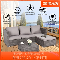 Outdoor sofa Balcony Rattan Sofa Combined Casual Open Corner Sofa small family type vines Sofa Tea Table