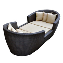 Outdoor sofa rattan bed leisure balcony table and chair courtyard outdoor hotel rattan sofa three-piece rattan recliner pedal