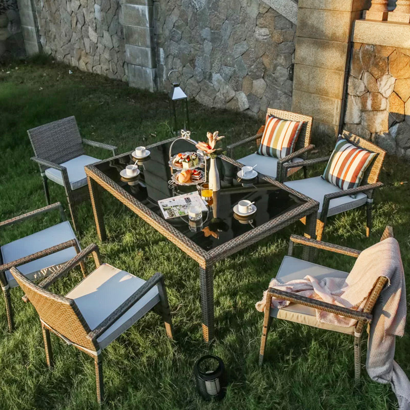 Outdoor table and chair Five pieces balcony chair tea coupon courtyard weaving furniture outdoor mixed with a simple combination