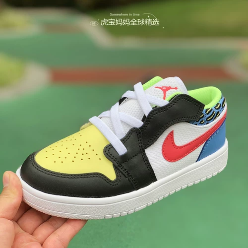 Air Jordan 1, детские низкие легкие баскетбольные кроссовки подходит для мужчин и женщин на липучке