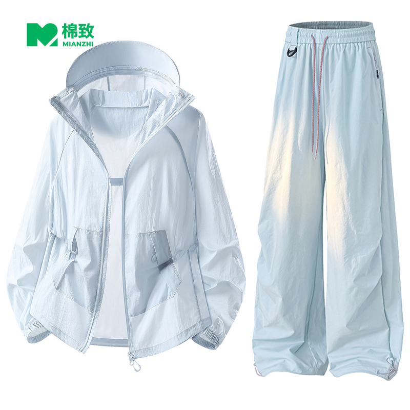 Cotton Official Genuine Hooded Zipper Comfortable Set Summer Sun Protection Clothing Men's Lightweight Breathable Solid Color Jacket