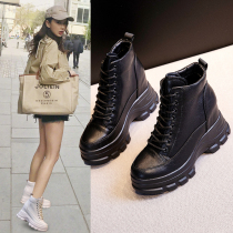 Hong Kong leather Martin boots female British style short boots 2021 new spring and autumn single boots thick soled inner strap